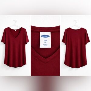 Old Navy Women's Luxe V-Neck Top - burgundy